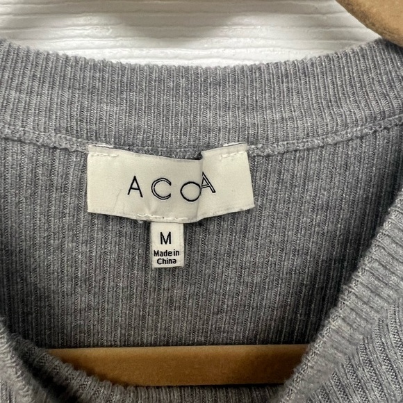 ACOA Gray Ribbed Knit Bodycon Dress - Picture 2 of 3